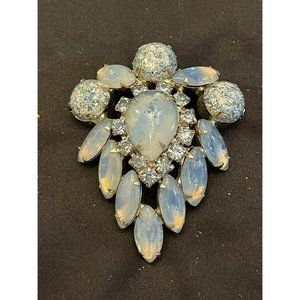 Vintage Smokey Blue And Birthday Cake Beaded Brooch